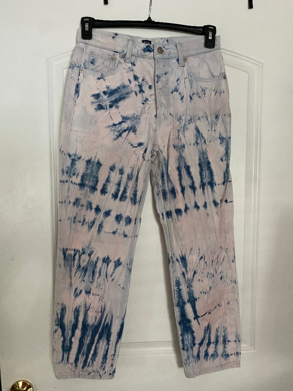 Gap pink blue tie dyed cheeky straight leg jeans size 4